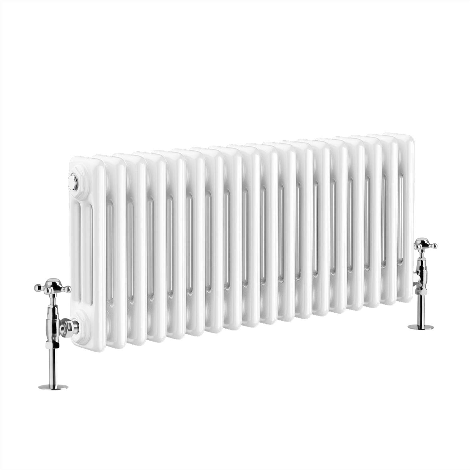 Warmehaus - Traditional Cast Iron Style White Triple Column Horizontal Radiator 300 x 830mm - Perfect for Bathrooms, Kitchen, Living Room
