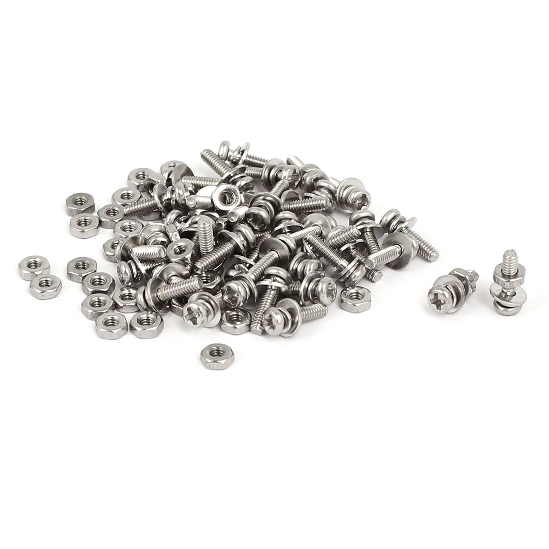Uxcell Silver Sourcing Map M2 X 8Mm 304 Stainless Steel Phillips Pan Head Screws Nuts W Washers 40 Sets