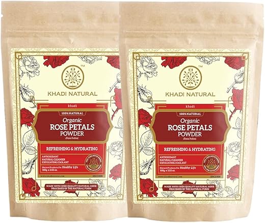 KHADI NATURAL Organic Rose Petals Powder Pack of 2 (2x100gm) 200gm