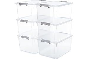 Citylife 32 Quart Clear Plastic Storage Bins With Lids