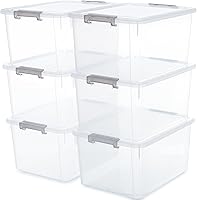 Citylife 6 Pack 32 QT Clear Stackable Plastic Storage Bins with Lids - Large Organizing Boxes for Closet, Garage, Kitchen
