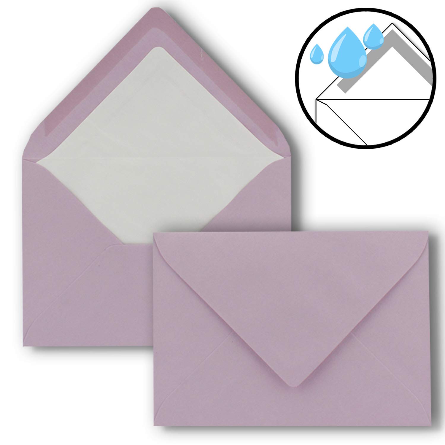 Lot de 1000 cartes avec enveloppes à lettres doublées, nervurées, format B6, orchidée, 12 x 17 cm, collage humide NEUSER PAPIER