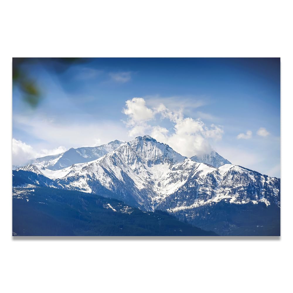 VHdfgTY Gazing At The Snow-Capped MountainsElegant Mountain Landscape Canvas Wall Art Nature Scenery Home Decor 60x90cm Unframed