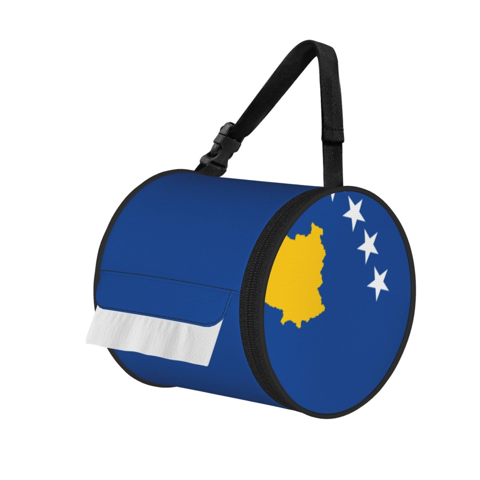 Flag Of Kosovo Print Fashion Tissues Organizer Box, Hanging Tissue Holder For Purse Coins For Car Office Daily Outing