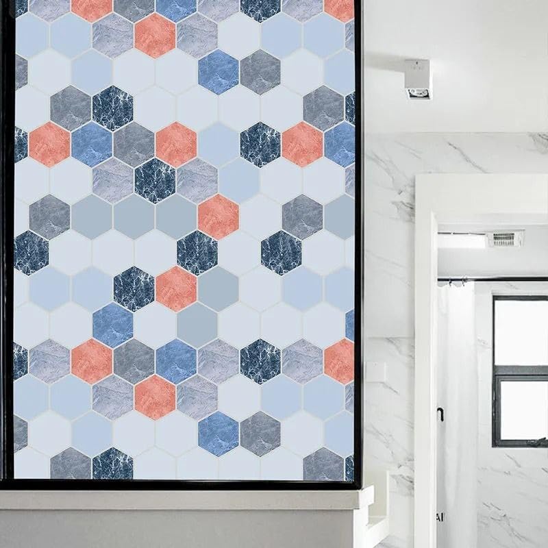 Image of FOKRIM Marble Wallpaper 45x300cm (14 SQFT) Sticker Wallpaper, Peel and Stick, Removable, Self-Adhesive, Waterproof, Decorative Wallpaper for Home, Kitchen, Bedroom, Office (Hexa Gone, 60x200)
