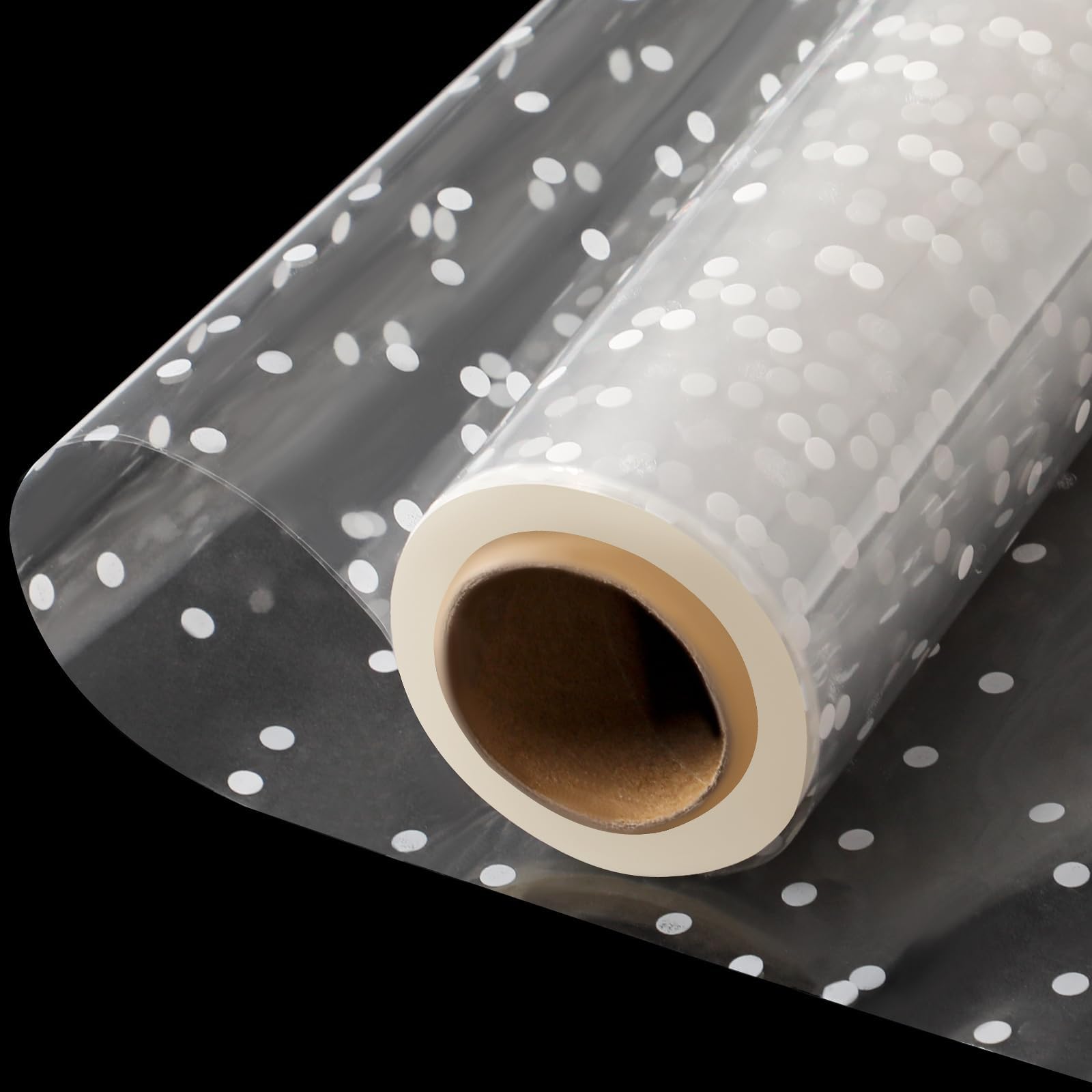 30m x 86cm Clear Cellophane Wrap Roll White Dot Florist Paper Wrapper Transparent 3Mil Thicker Cellophane Roll Gift Baskets Wrap Cellophane Film for Gifts Flowers Christmas Flower Craft Wrapping โ image 1