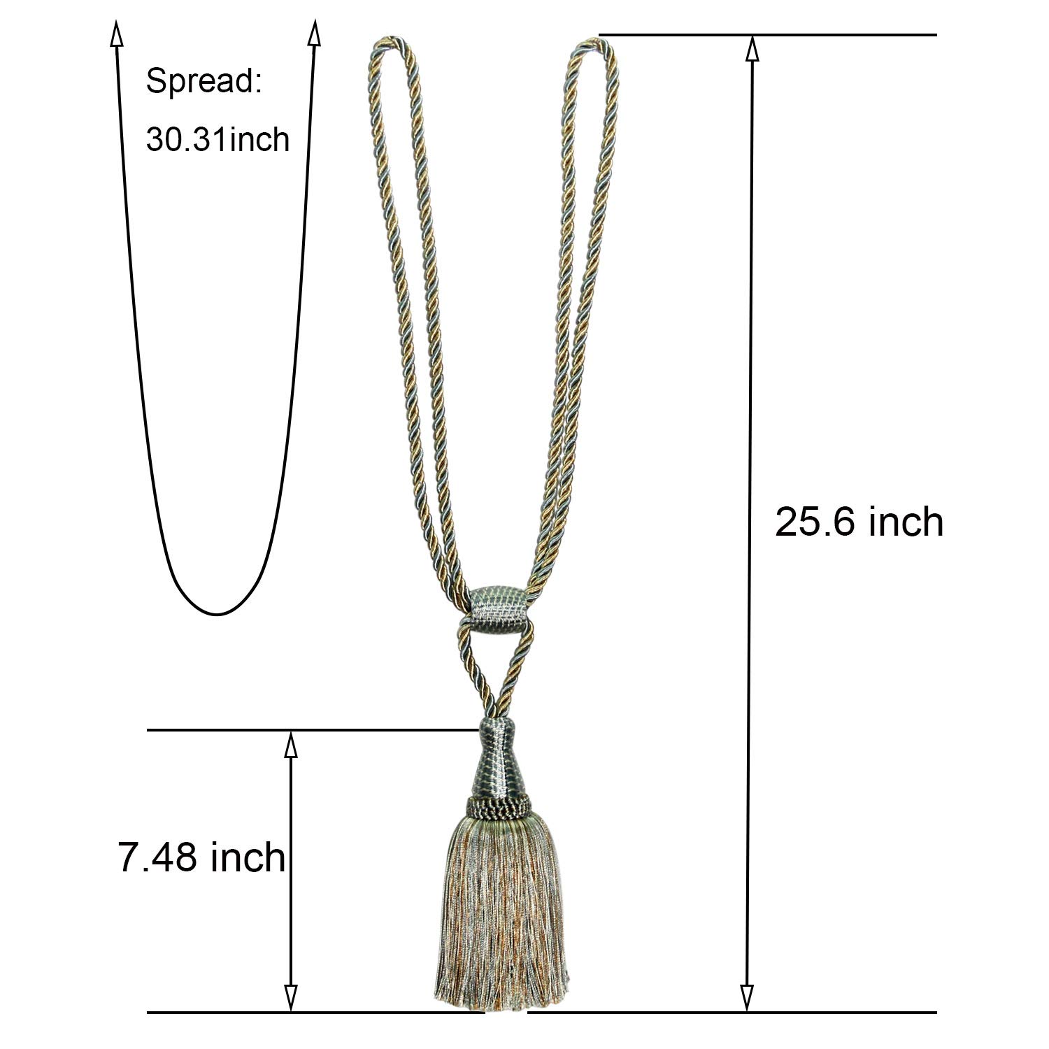 Alzapaños para Cortinas Paquete de 4 Elegantes Lazos con borlas for decoración del hogar y la Oficina(BLU)