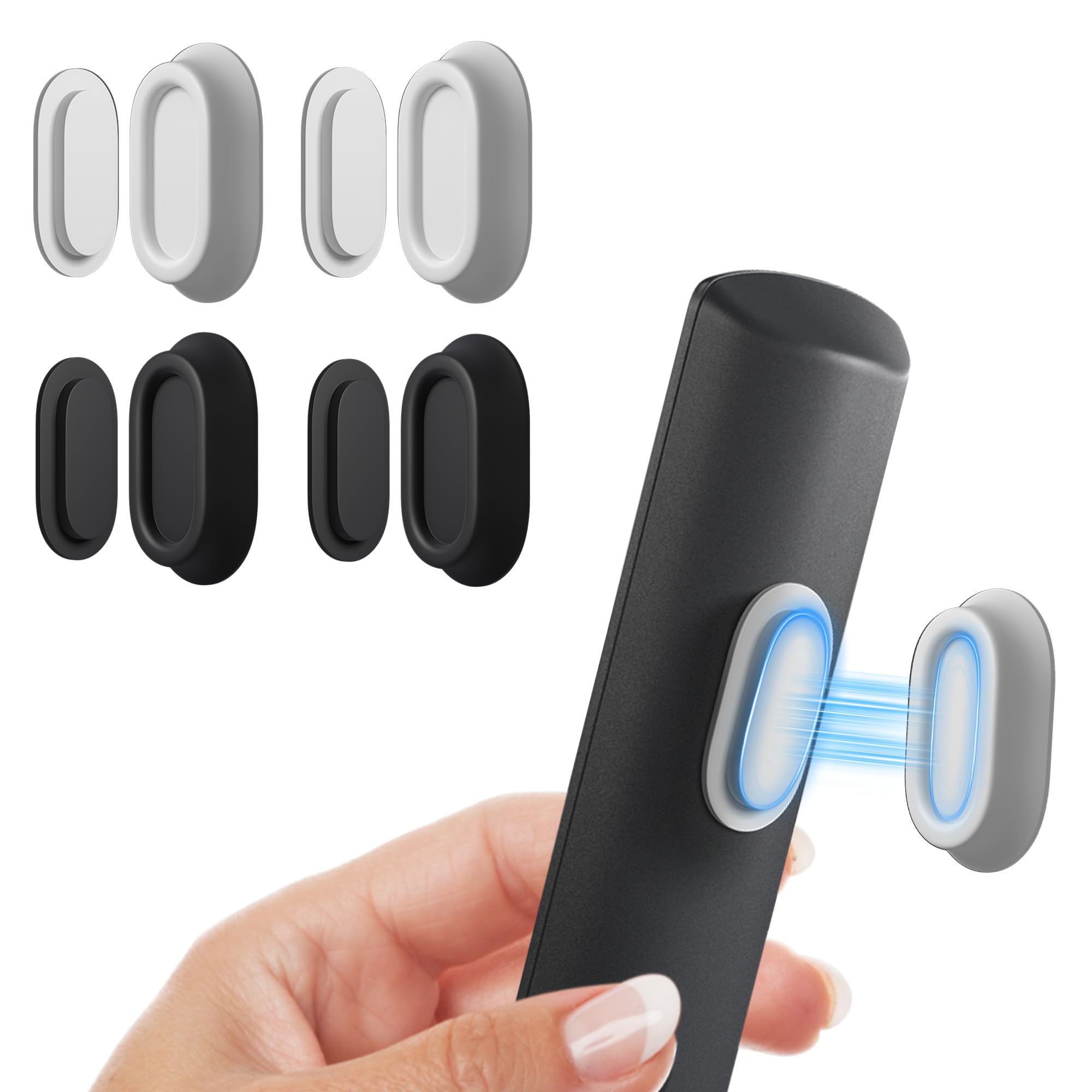 4 Pack Magnetic Remote Control Holder Wall Mount, Upgraded Silicone Remote Control Organizer Strong Adhesive TV Remote Charger Holder Caddy Back of TV(Black & White)-picture-15