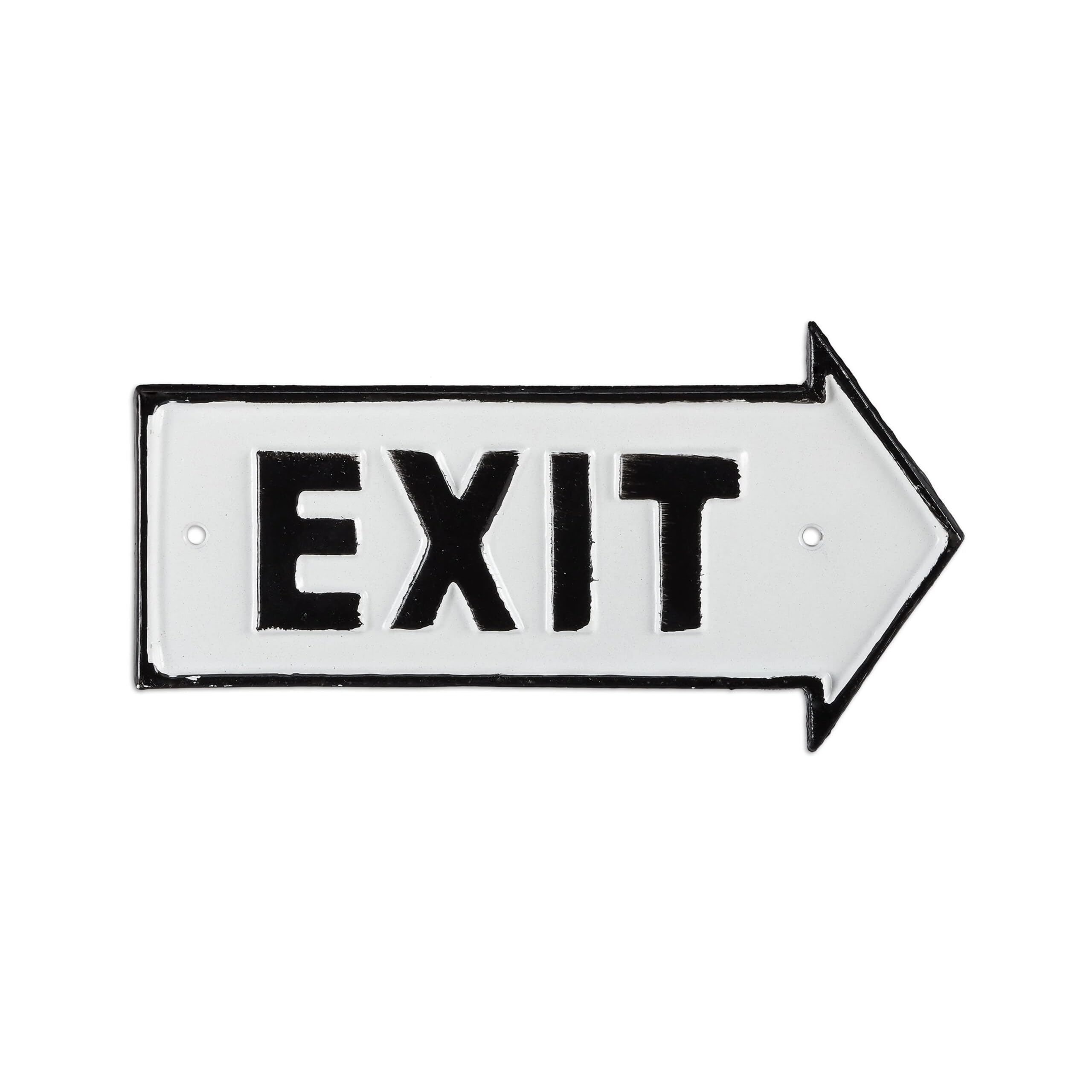 5 Placas Exit, Letreros Decorativos Pared y Puerta, Retro, Flechas Derecha, Señaléticas, Hierro Fundido, Blanco y Negro