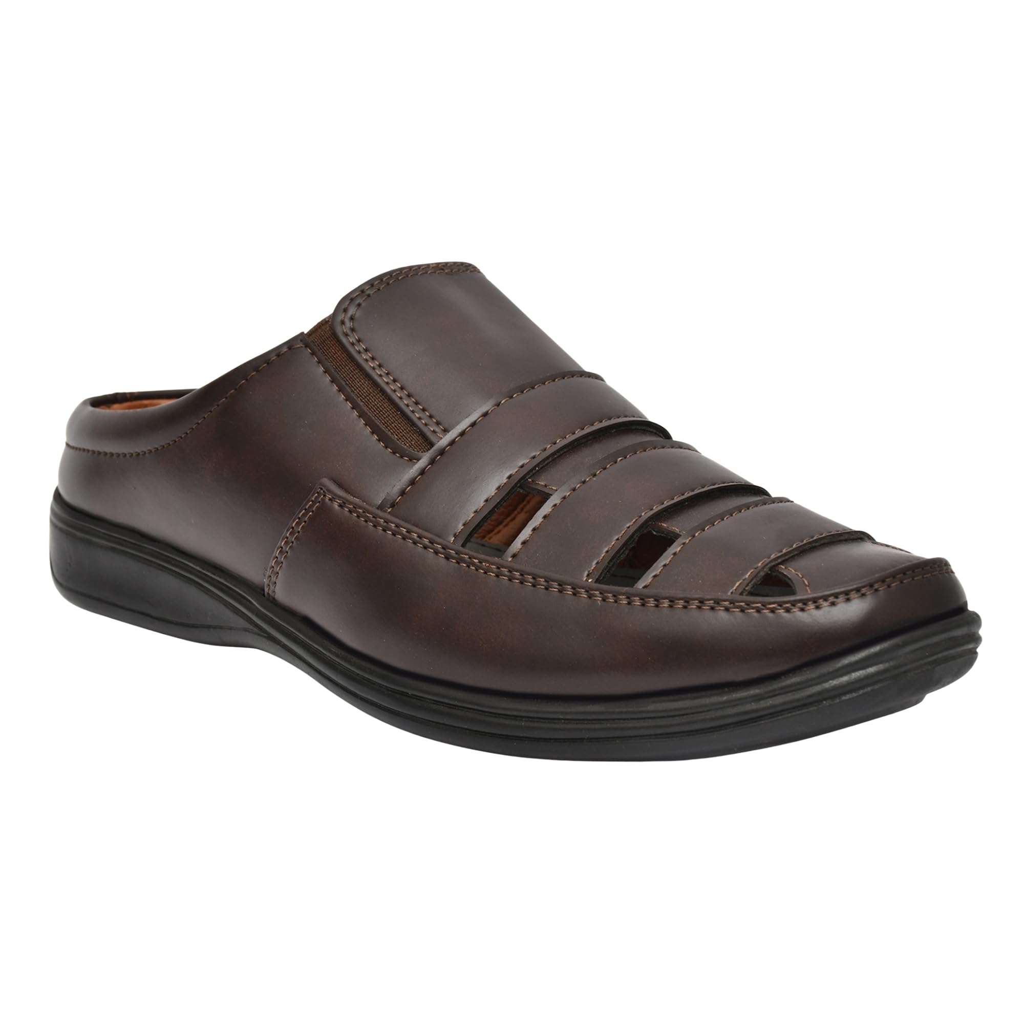 Restroad Men’s Synthetic Leather Sandals | Casual Open Toe Footwear for Men | Brown | 6