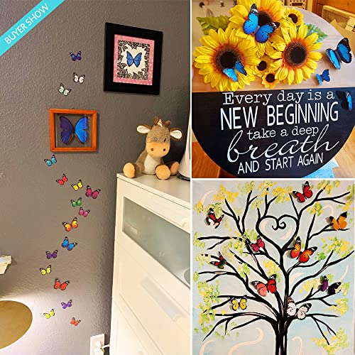 Eoorau 80Pcs Butterfly Wall Decals -Pvc 3D Butterflies Removable Mural Wall Stickers For Home Room Bedroom Decoration #TOP4