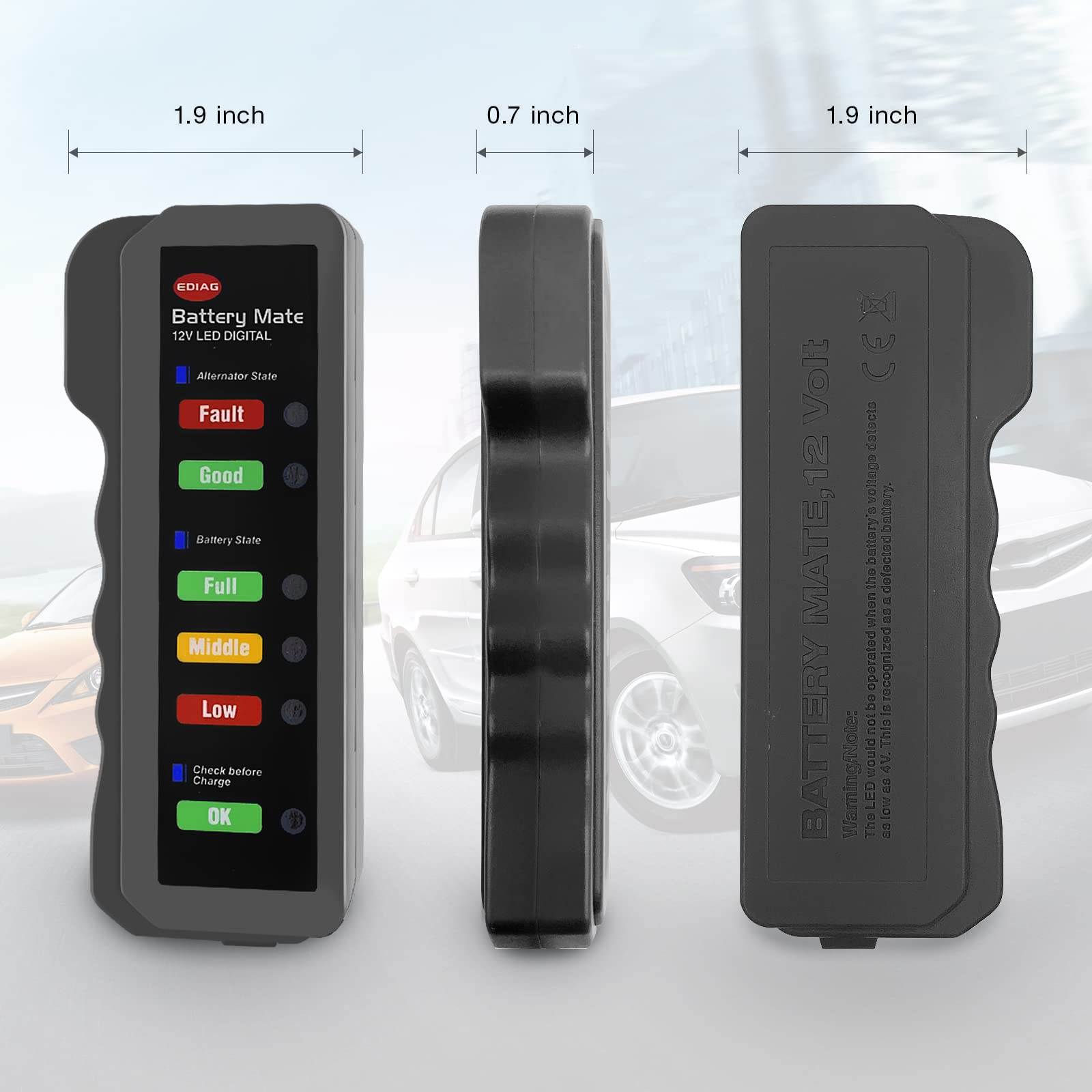 Automotive Load Tester Indicator, 12V Battery Condition Detector, LED Indication, Digital Alternator Analyzer - Universal for Car, Motorcycle, Truck