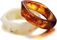 VANGAU 4PCS Chunky Acrylic Resin Bangle Bracelets for Women - Wide Irregular Geometric Stackable Wristbands Set