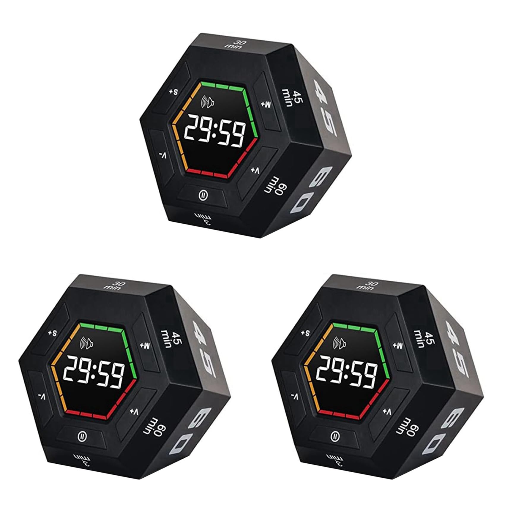 Aundhegrtt 3X Pomodoro Timer, Productivity Timer,3, 5, 15, 30, 45, 60 Minute Preset Smart Countdown Timer, Time Management Tool