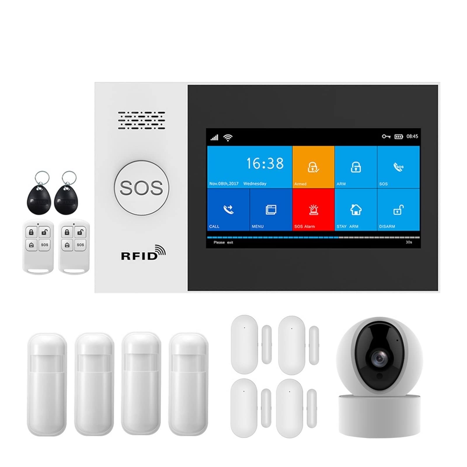 PG107 WiFi gsm Sistema de Alarma for el Soporte de Alarma de Seguridad en el hogar Tuya Aplicación Contador Remoto con IP Soporte de cámara(Yellow)