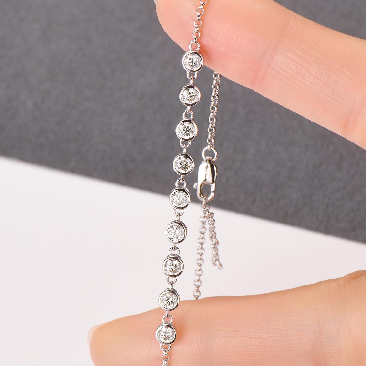 Moissanite Link Bracelet 0.9cttw D Color VVS1 925 Sterling Silver Delicate Precious Stylish Bracelet for Women Mom Birthday Gifts - Image 4