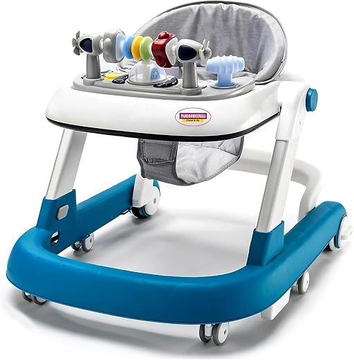 Pandaoriginals Baby Walker Adjustable Height with Height Adjustable 6-24 Months Baby Walker for Kids, Walker with Push Handle | Activity Walker for Baby with Musical Boys Girls (Blue)