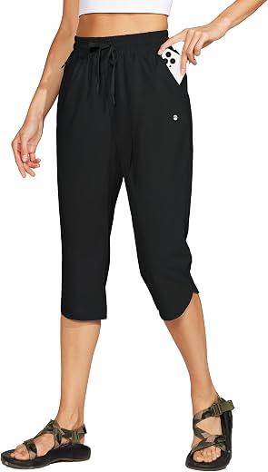 Willit Women's Swim Capris Pants Quick Dry Swimming Board Beach Athletic Capris with Pockets Lightweight UPF 50+ 18"