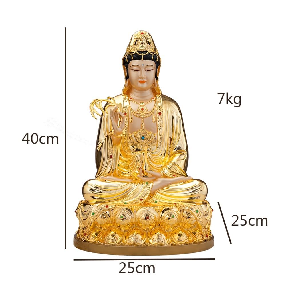 Figuras de Budas Estatua de Buda de Cobre Puro Dorado for decoración del hogar, Estatua sentada, Entrada de Sala de Estar, decoración Feng Shui Budas Decorativos(Medio)