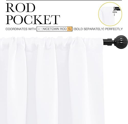 Miniatura 3 de NICETOWN Cortinas de cocina, cortinas cortas para decoración del hogar, cortinas pequeñas para comedor, armario (blanco, 34 x 54 pulgadas (ancho x