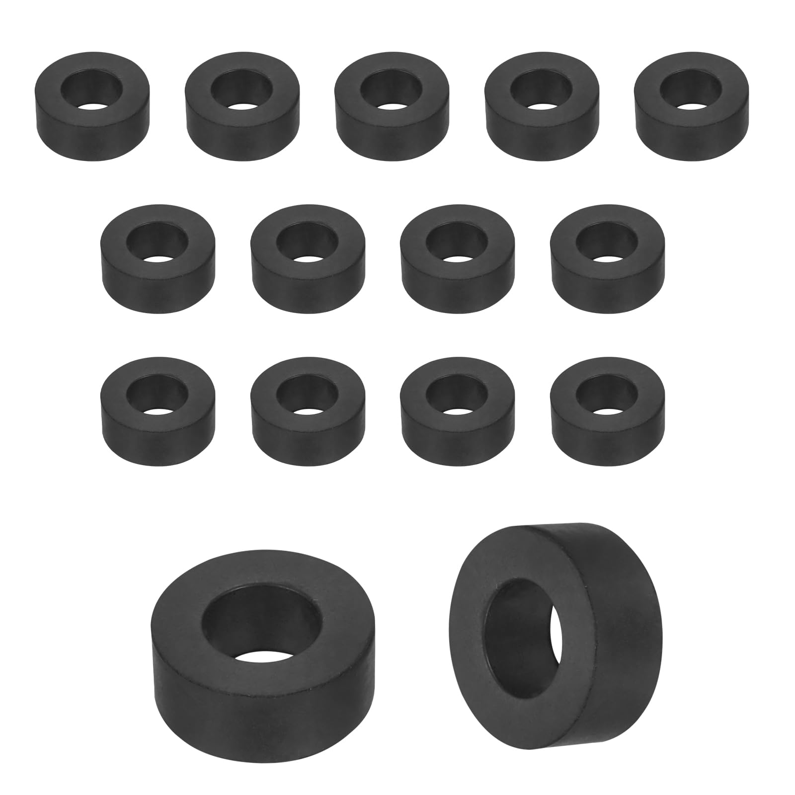 sourcing map 9Pcs Rubber Spacers, 40mm OD, 10mm ID, 10mm Thick Black Round Anti Vibration Rubber Pads Isolation Bushings Washer for Home Cars Boat(1.57" OD x 0.39" ID x 0.39" Thick)