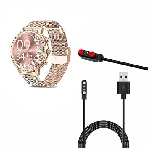 Cable USB para reloj inteligente AKUMAKA i70, cargador magnético de 2 pines para mujeres con relojes inteligentes de diamantes