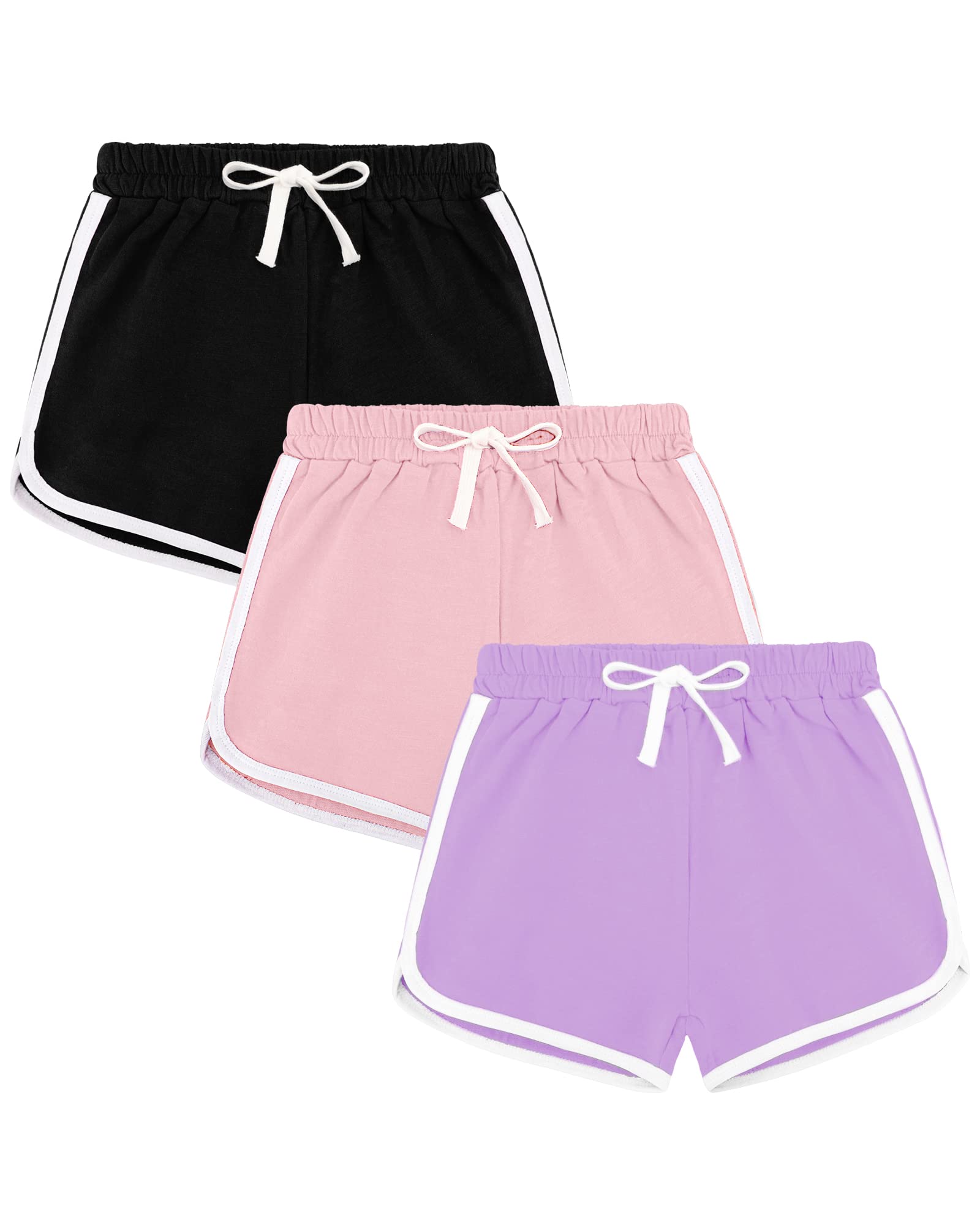BOOPH 3Pc Girls Athletic Shorts Active Running Dolphin Shorts