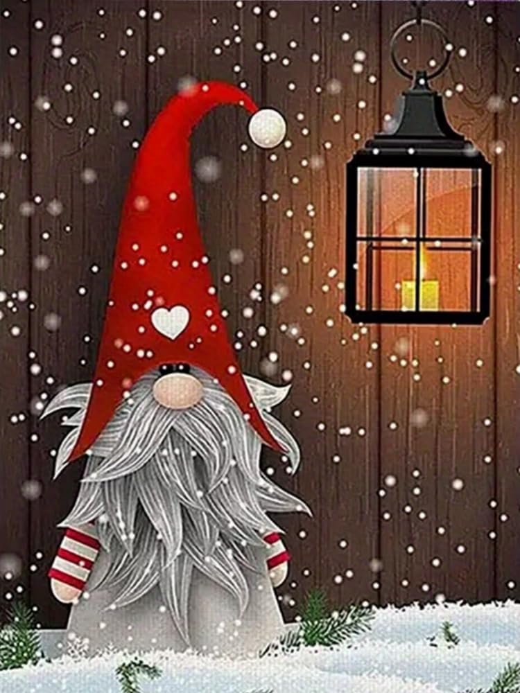 Renqidian 5D Adults Diamond Painting Kits Snowflakes, Lantern, and Elderly Person Round Crystal Rhinestone Painting by Numbers Diamonds Arts Craft Living Room Decor 40x50 cm