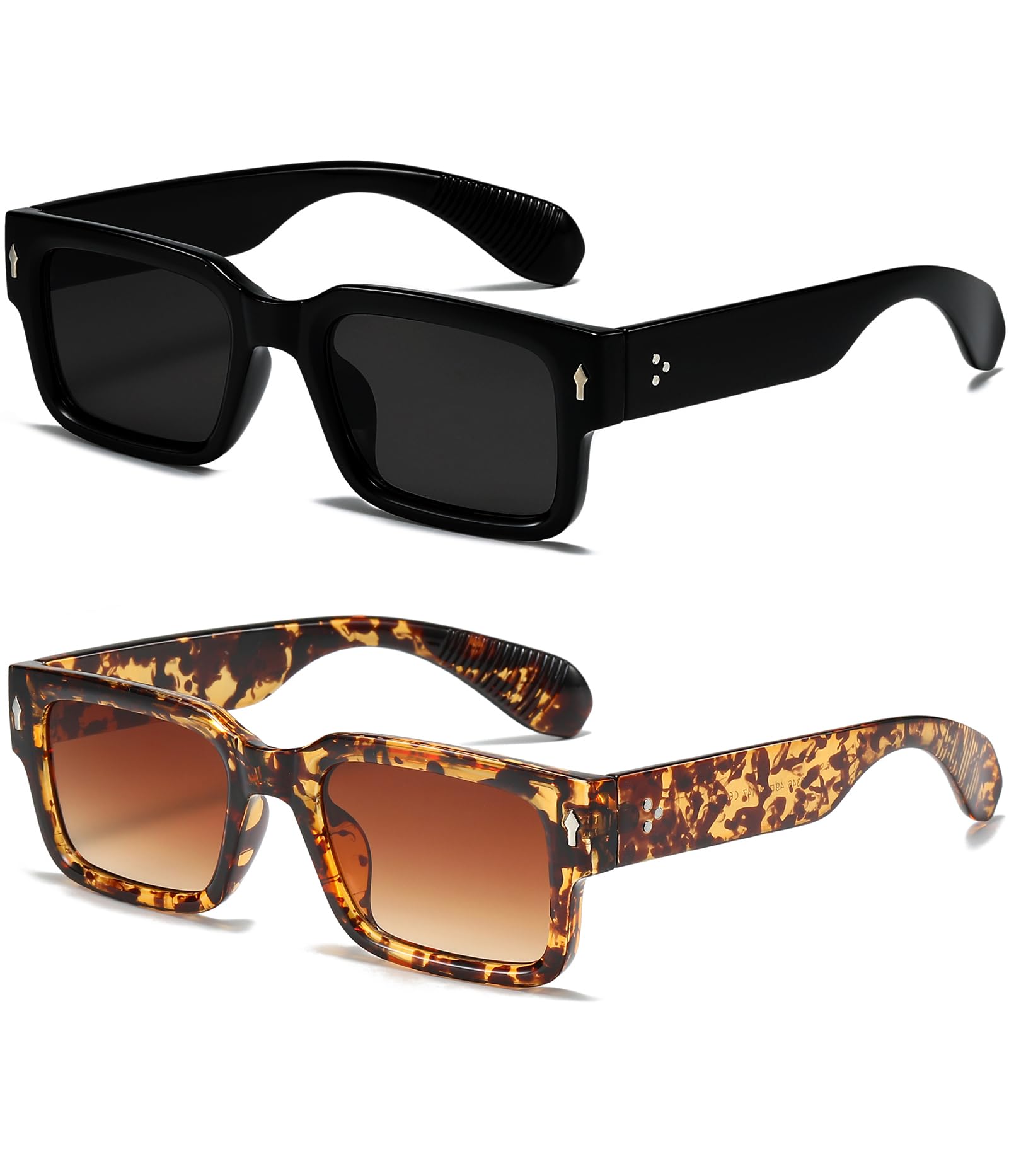 EYLRIM Square Frame Sunglasses for Women Men Trendy Chunky Rectangle Sun Glasses Black Shades UV400 Protection
