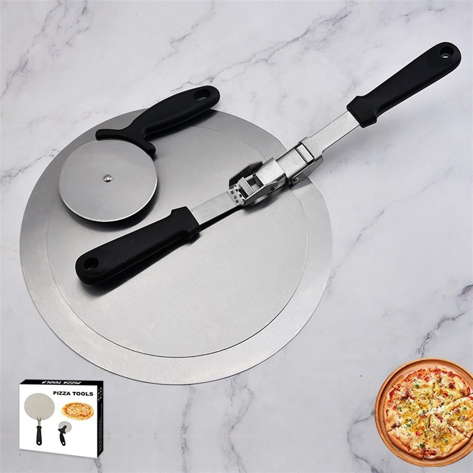 Pala para Pizza Espátula Mango de plástico Plegable Redondo Acero Inoxidable Antiadherente Pastelería Paleta Cocina Hornear Pastel Herramientas Accesorios (Color : 10 Inches) (10 Inches)