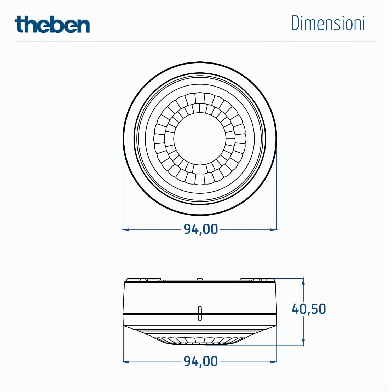 Theben 1030062 LUXA 103 S360-100-12 AP WH rilevatore di presenza 360° PIR