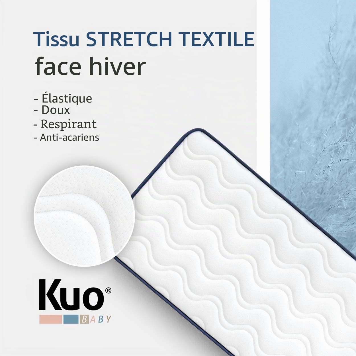 Kuo Baby | Matelas pour Mini Berceau - Cododo Baloo | Matelas en Mousse et viscoélastique | Réversible, Hygiénique et Respirant | 80 x 50 cm