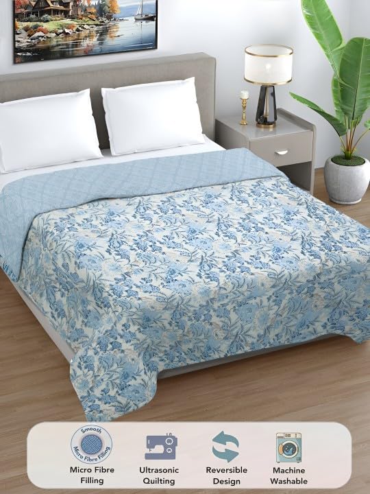 Image of Akshya Cotton Summer Blanket - Double Bed King Size - Reversible AC Comforter