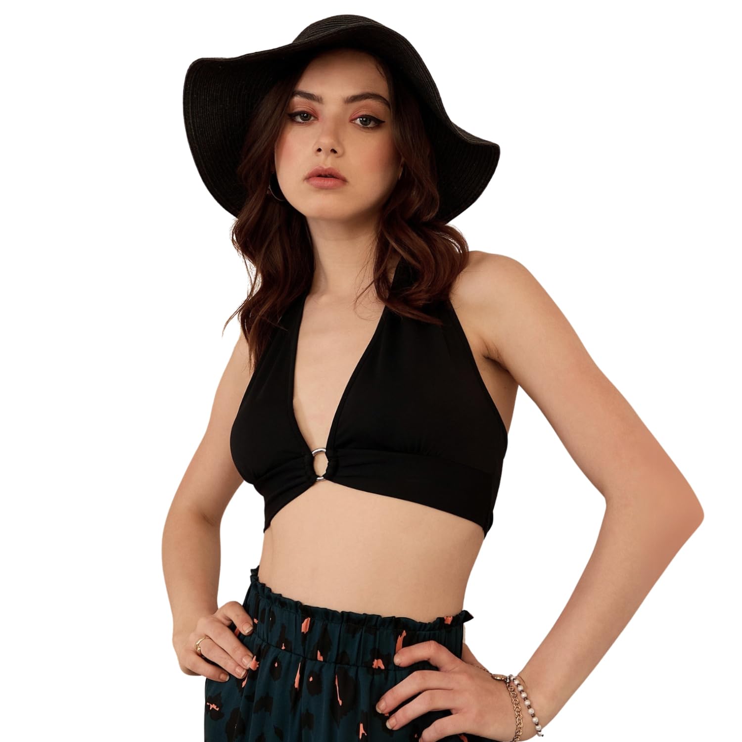 Berrylush Women Floral Printed Halter Neck Tie-Up Open-Back Crepe Cropped Top - Review, Price and Buying Guide