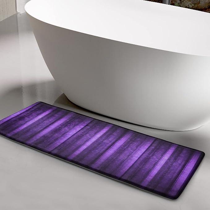 Gibelle Purple Long Bathroom Runner Rugs, Memory Foam Bath
