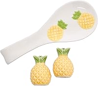 Vista 1 de Juego de estufa de cerámica con salero y pimentero y soporte para cucharas, piña