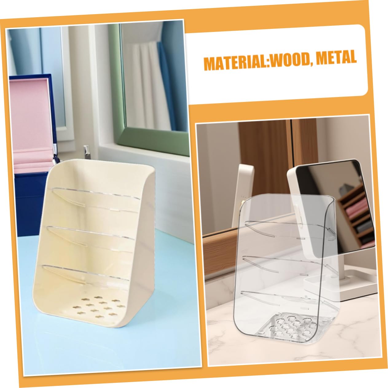 Mipcase 2piezas Cajas de Almacenamiento de Escritorio Transparente Organizador para Bolígrafos Papelería y Cosméticos Soporte de Plástico con Base Estable para Uso Oficina Dormitorio