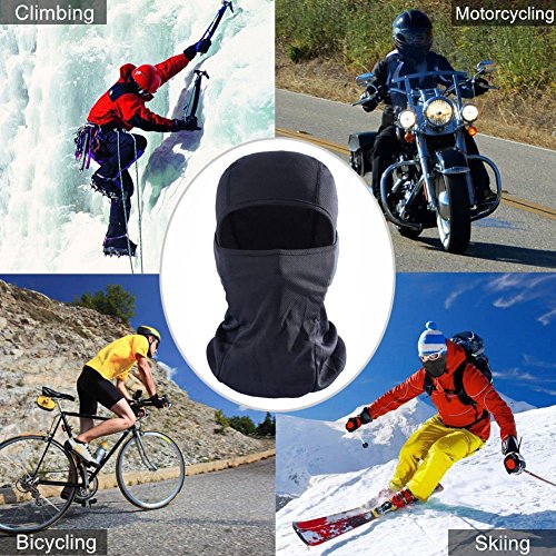 Kooyu Balaclava Ski Mask Motorcycle Full Face Mask Neck Gaiter Hood Mask (Black) #TOP5