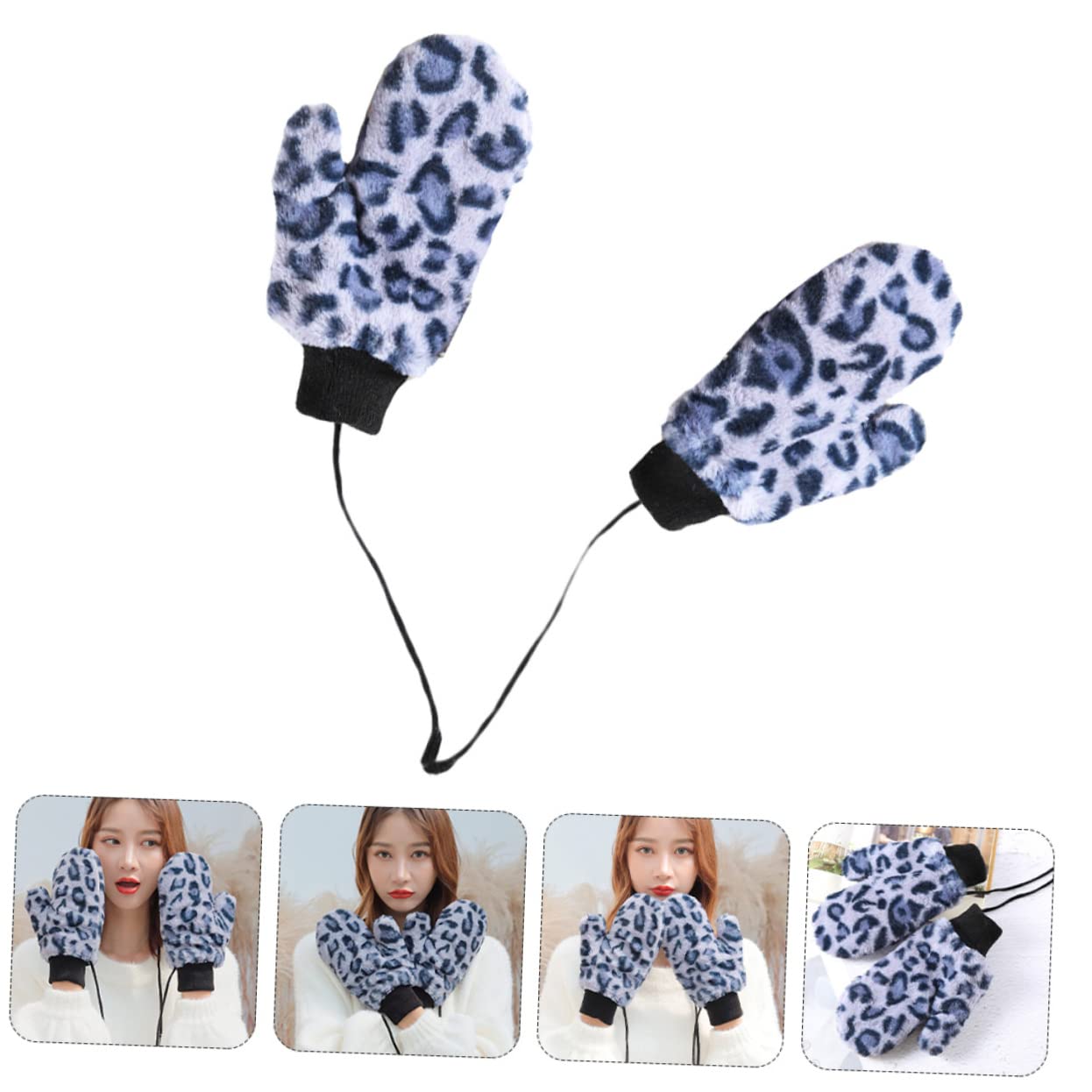 SHERCHPRY 3 Pares De Guantes De Invierno con Estampado De Leopardo Guantes De Bicicleta para Niños Guantes De Equitación Correa Guantes Cálidos Guantes para Niños Guantes Fríos para Mujer