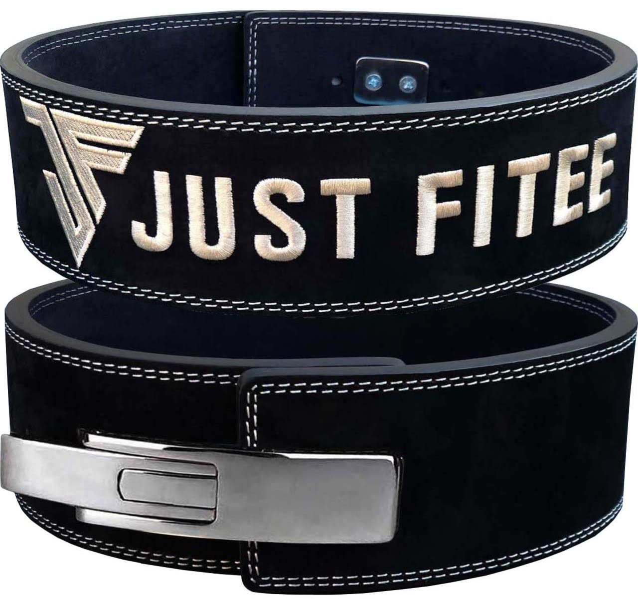 Just Fitee Weightlifting lever Belt Powerlifting Belts,gym belts,Strength Belts 4 Inch 10-13 mm for Men and Women with stainless steel Lever Buckles S-XXL (Black White