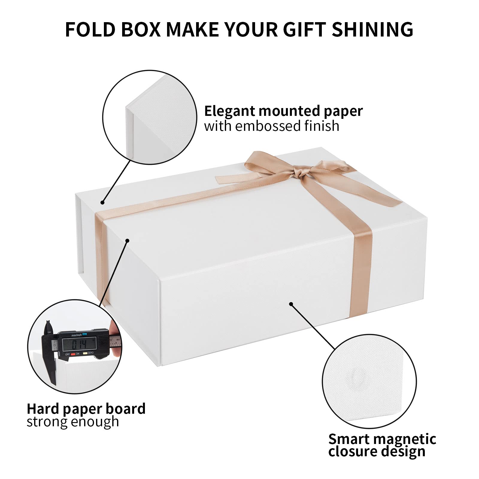 LIFELUM White Gift Box 2 Pack 11 x 8 x 3.5 with Lid Luxury