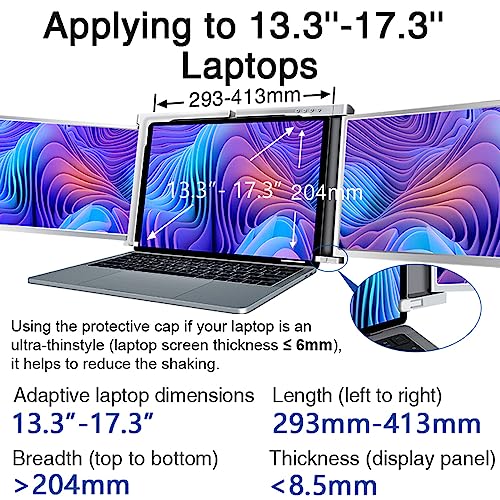 KKcare Tela de expansão para laptop de 13,3 polegadas FHD Monitor portátil de tela tripla com 1 cabo