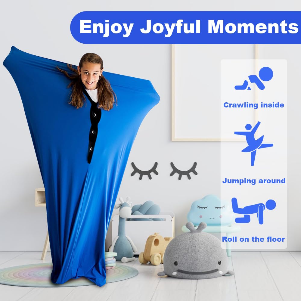 Calcetín Sensorial Corporal Para Niños SGZIOO – 119x69 Cm, Licra Elástica Con Botones De Seguridad, Ideal Para Autismo, Ansiedad Y Estrés, Regalo Calmante Para Niños De 114 A 137 Cm