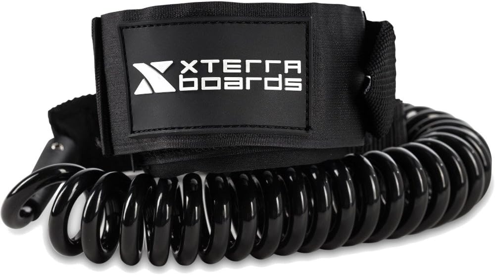 XTERRA SUP Leash 10-Foot Coiled - Comfortable and Durable - Premium Board Leash with Swivel Technology and Ankle Cuff - Minimize Drag While Paddling - Perfect for Stand Up Paddle Boards or Surfboards