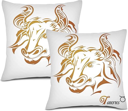 Funda de almohada de lino del zodiaco (dos paquetes), horóscopo con diseño de cara de animal, funda de cojín cuadrada para sofá, dormitorio, sala de