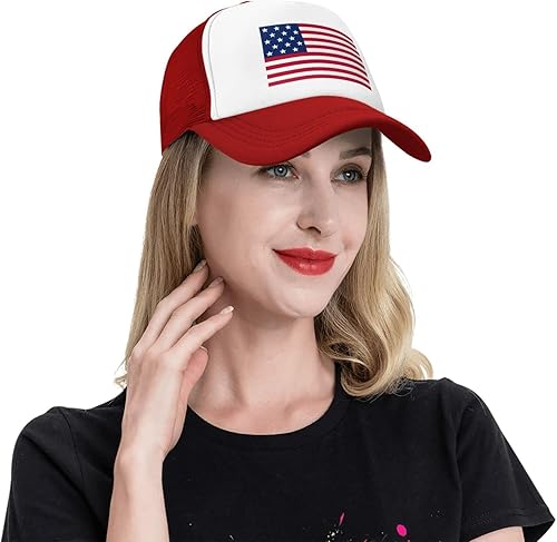 Miniatura 7 de BIEGAS Sombrero de bandera estadounidense, gorra de camionero de Estados Unidos para hombres y mujeres, gorra de béisbol ajustable, gorra de malla