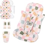 DILIMI Insert de siège de voiture pour bébé, tête de siège pour bébé avec 3 Paddings en bracelet, Coussin de siège de voiture pour poussette, balançoire, Bounceurs, Brown Checkered