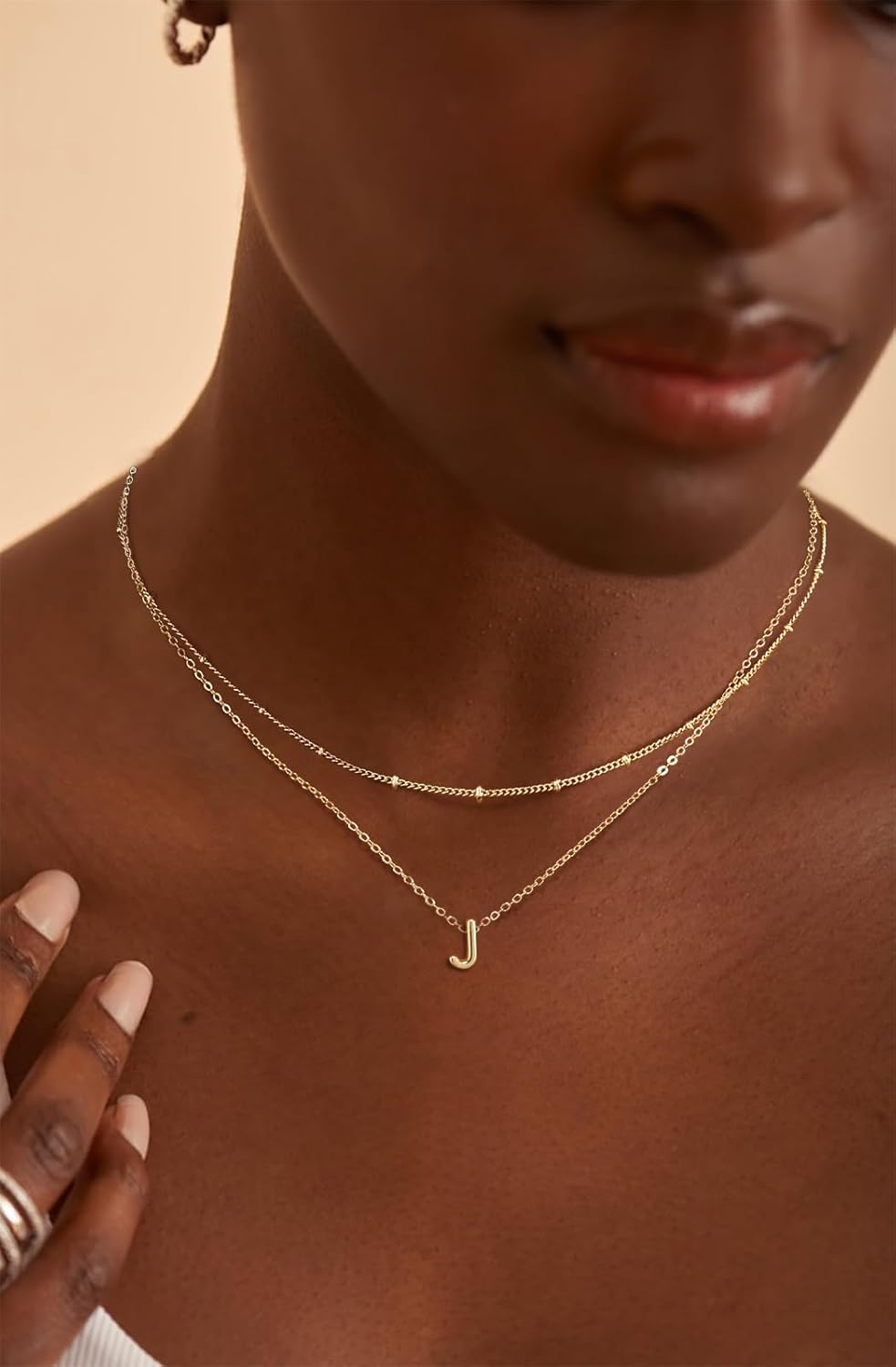 LEXODY Gold Initial Necklaces for Women, 14k Gold Plated Round Letter A-Z Pendant Necklace Trendy Capital Monogram Necklace Dainty Name Pendant Necklace for Women Jewelry Gifts - Image 3