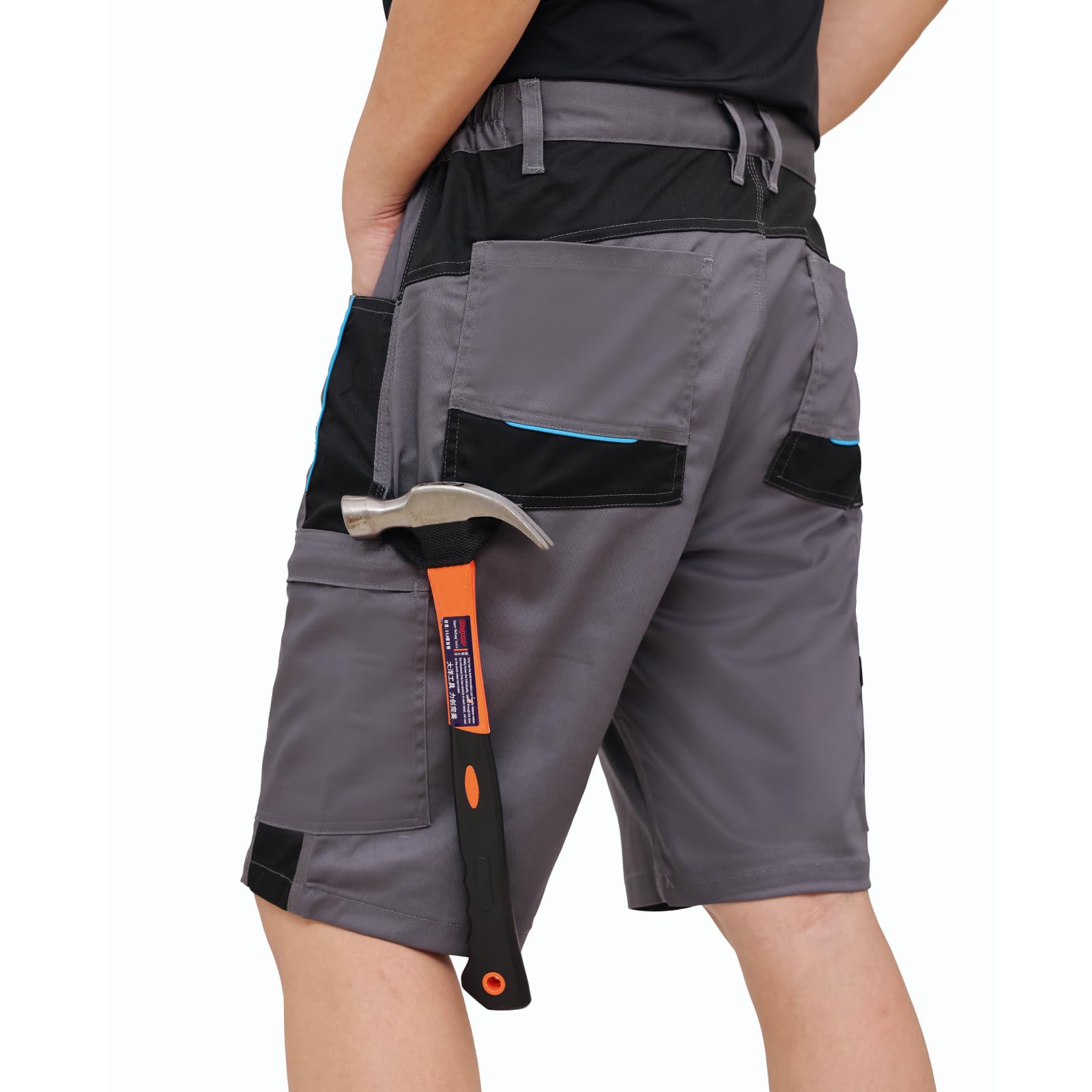 WORK IDEA Short de Travail Extensible pour Homme avec de Nombreuses Poches et Poches à Outils