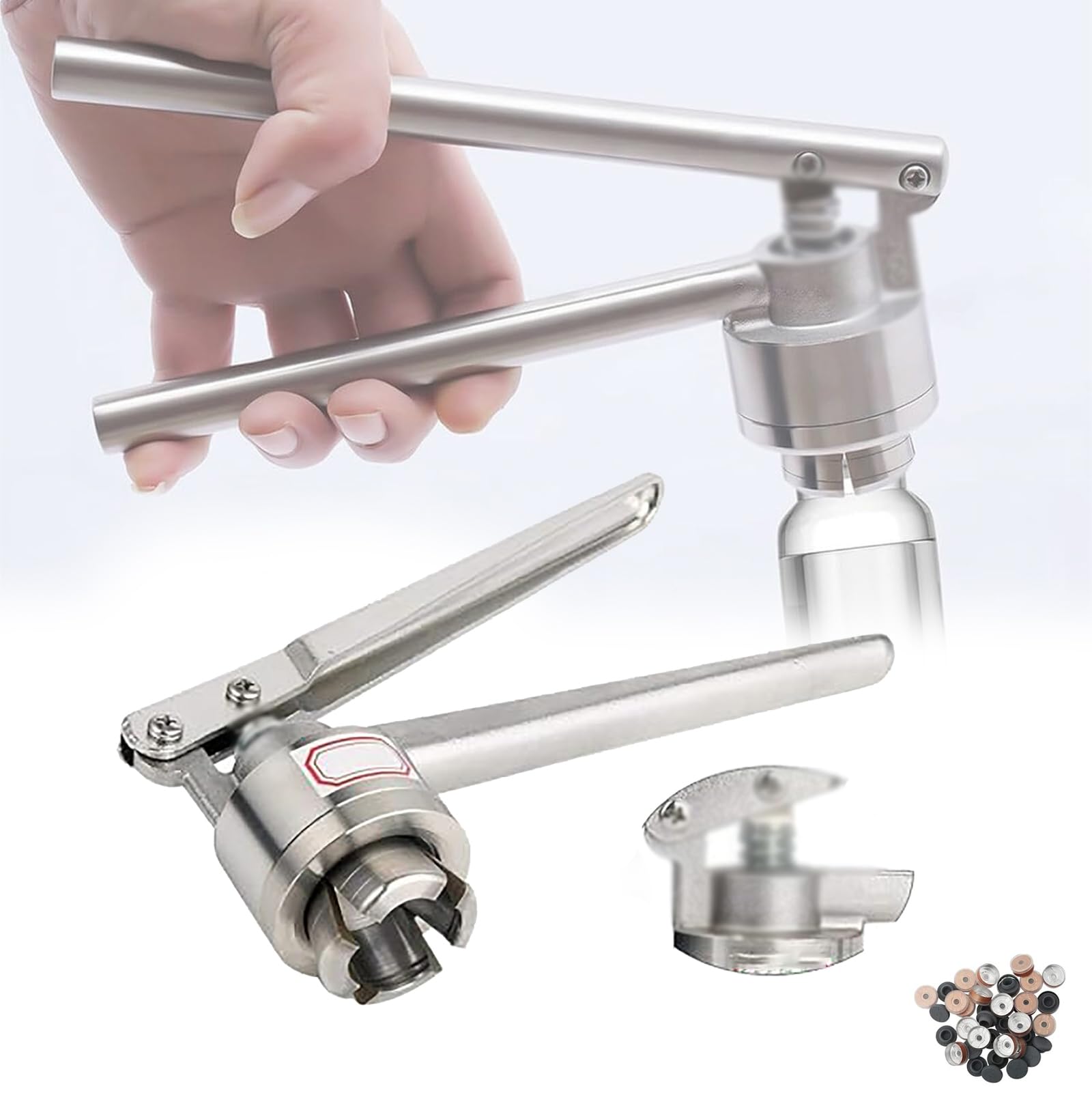 Máquina De Sellado Manual para Viales, Prensadora De Viales Abatible, para Tapa De Aluminio/plástico De 15 Mm, Abrazadera Manual para Prensaestopas, Acero Inoxidable 304,A